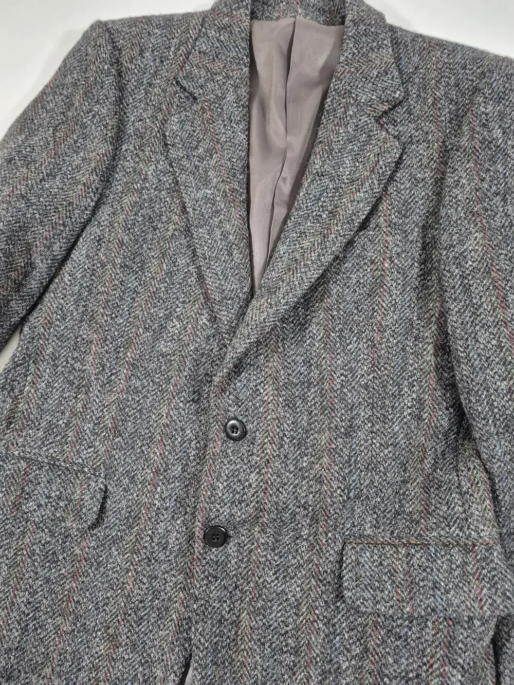 Harris Tweed Men's 38S Gray Wool Herringbone Sport Coat Blazer Scotland